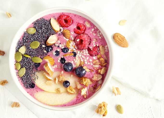 Raspberry Banana Almond & Yogurt Smoothie